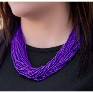 Purple seed bead layered necklace